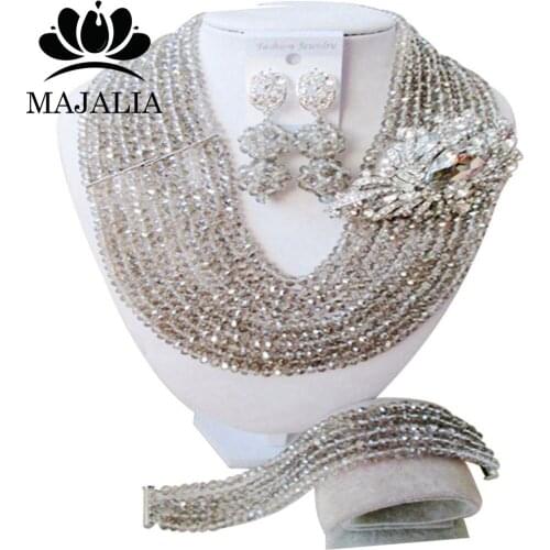 Fashion Nigeria Wedding african beads jewelry set Gray Crystal necklace Bridal Jewelry sets Free shipping VV-179