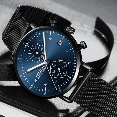 Mens Watches Top Luxury Brand Mens Wristwatch Clock Fashion Quartz Watch Male Sports Waterproof Watches Men Chronograph Clock 40