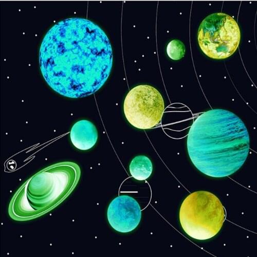 10pcs DIY Planets Wall Stickers PVC Luminous Solar System Glow In Dark Wall Stickers Kids Room Home Decor # 5