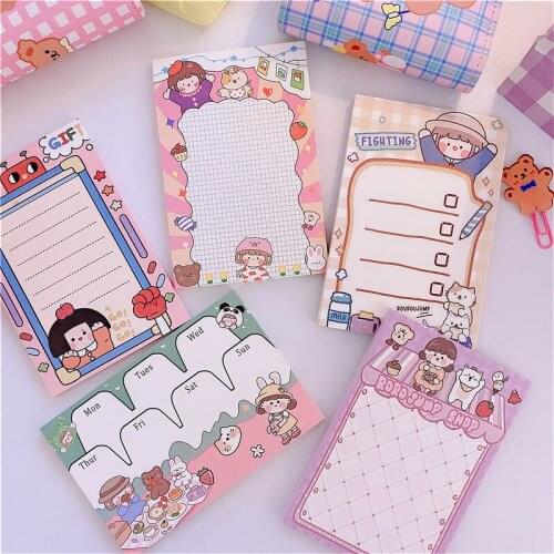 New Kawaii girl Creative Memo Pad Student Sticky Notes Friut Notepad Office Planner Decoration School Stationary Supplies