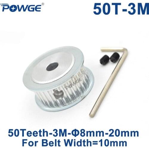 POWGE 50 Teeth HTD 3M Synchronous Timing Pulley Bore 8/10/12/14/15/16/17/19/20mm for Width 10mm HTD3M belt pulley 50T 50Teeth