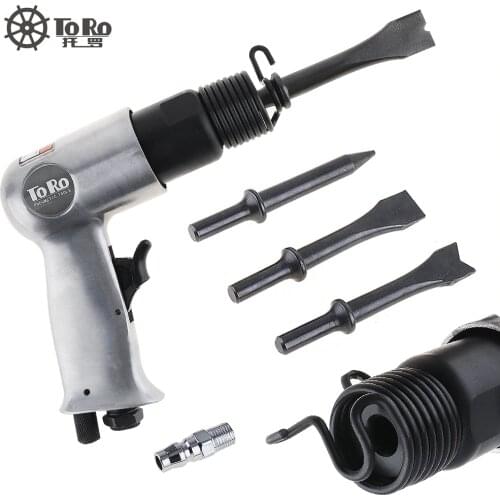TORO 120mm Professional Handheld Pistol Gas Shovels Air Hammer Small Rust Remover Pneumatic Tools with 4 Chisels