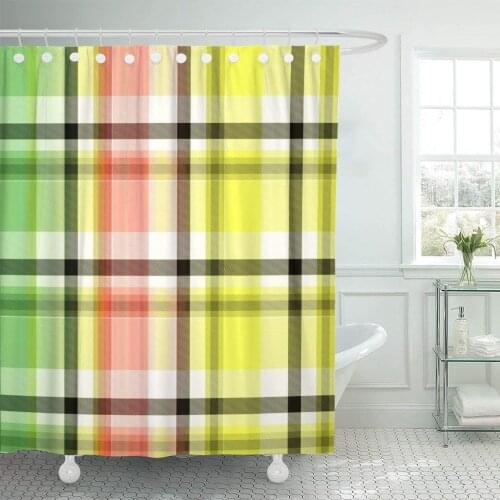 Plaid Colorful Tartan Scottish Woven Abstract British Check Shower Curtain Waterproof Polyester Fabric 72 x 78 Inches Set