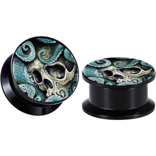 TIANCIFBYJS Black Acrylic Ear Gauges Earring Plugs Logo Internally Threaded Screw Flesh Tunnels Piercing Wholesale Body Jewelry