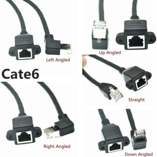 Up Right Down Angled 90 Degree 8P8C FTP STP UTP Cat 6e 5e RJ45 Male to Female Lan Ethernet Network Extension Cable (with screw)