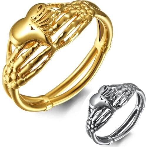 Vintage Silver Color Love Heart Ring Stainless Steel Romantic Casual Wedding Engagement Rings Unisex Jewelry Gift for Women Men