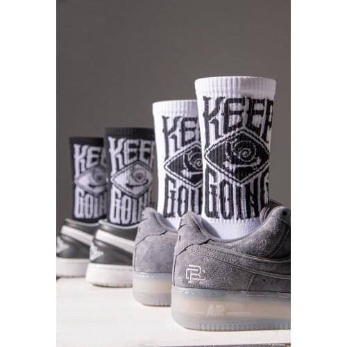 Adult Funny Middle Calf Crew Socks Street Fashion Cotton Keep Going Black White Fashion Daily Youth Teen Human Streetwear Snail