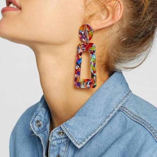 YGLCJ 2020 Fashion Simple Retro Geometric Shape Big Earrings Acetate Board Ladies Statement Earrings New Ladies Jewelry