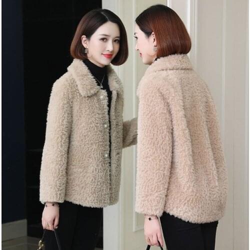 Women Genuine Wool Soft Single-breasted Turndown Collar Short Jackets Real Shearing Sheep Fur Coats Winter Coat Mujer X93