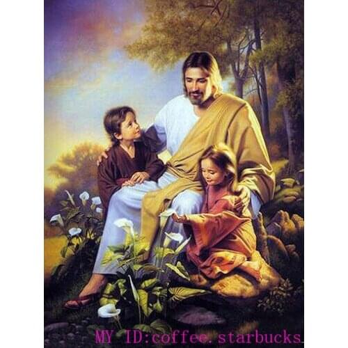 100% hand painted oil painting:"Christ Jesus and Two child at canvas" 24x36 Inch