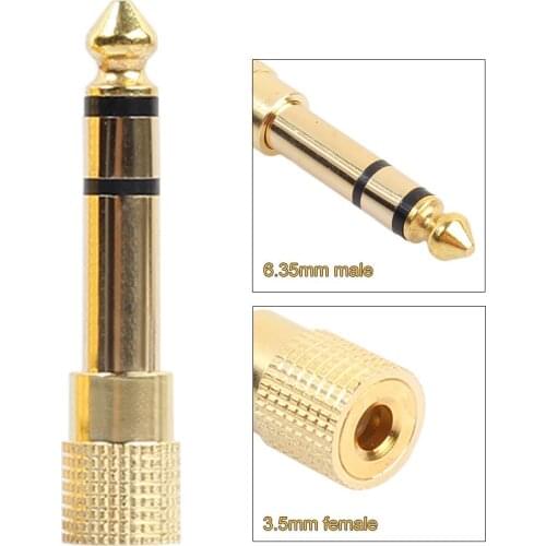 3.5mm 1/8" Stereo Female to 6.35mm 1/4" Male Mono Audio Adapter Plug copper connector adaptor