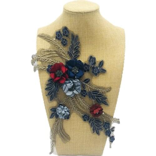 3D Lace Collar Floral Patches Big Colorful Flower Embroidered Patch DIY Sew on Fabric Repair Clothing for Wedding Patches