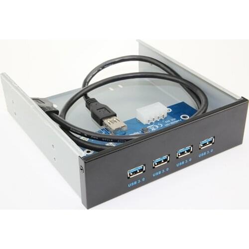 4 Ports USB 3.0 Hub + Front Panel 19pin USB header to 4 USB3.0 Adapter Placed 3.5" Floppy Bay Combo Drive Bracket Mounting