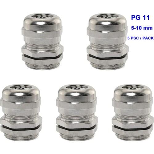 5 Pcs PG11 Nickel-plated Brass Cable Gland with Locknut Waterproof IP68 Globally Approved