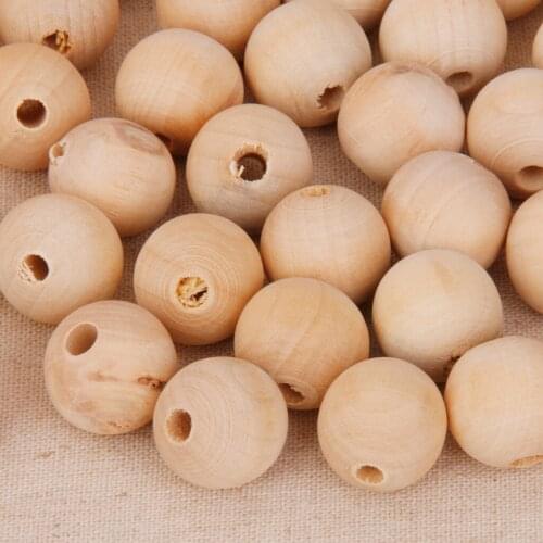 50pcs Round Natural Unfinished Wood Wooden Bead Unpainted DIY Crafts 12mm