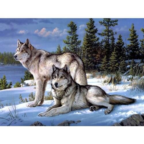 5D DIY Full Drill Diamond Painting Wolf Animal Embroidery Mosaic Craft Kit Handmade Wall Art Home Decor