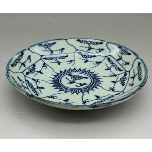 Antique Qing guangxu dynasty blue and white lotus flower plates