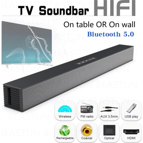 Beastun TV Soundbar Home Theater 40W Wireless Stereo Speaker Optical Coax ARC AUX Bluetooth Sound Bar Subwoofer for TV PC iPhone