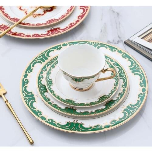 British ceramic afternoon tea red tea cup Classic grid Couples coffee cup saucer Set European elegant bone china cup with spoon