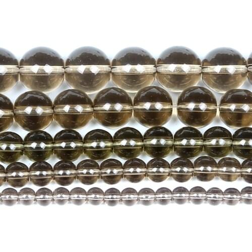 Natural Stone Smooth Tawny Dark Brown Glass Gem Charm Round Loose Beads For Jewelry Making Needlework Bracelet Diy Strand4-12MM