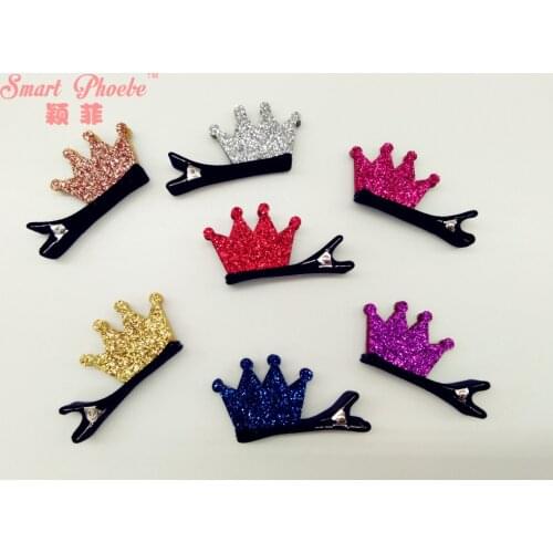Boutique 30pcs/7C Fashion Cute Glitter 3D Crown Hairpins Solid Kawaii Tiaras Hair Clips Hair Accessories Princess Headwear