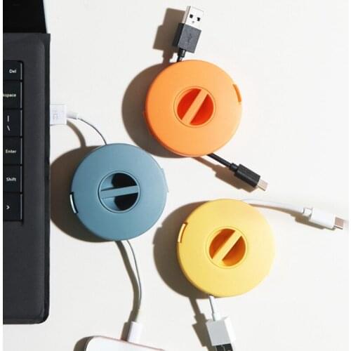 Hot-Data Cable Storage Case Rotatable Retractable Cable Reel for Headphone Charging Cable Organizer 4PCS