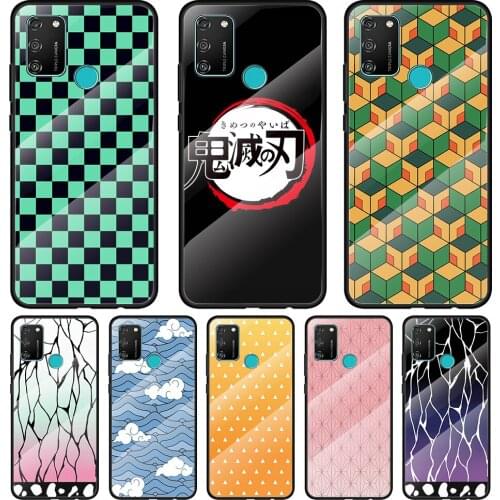 Demon Slayer Tanjirou Nezuko Tempered Glass Cover For Honor 30 20 10 9X 8X Pro Plus Lite Silicone Phone Case Coque