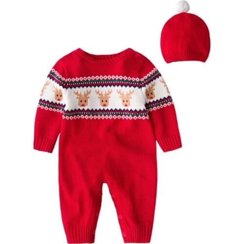 Christmas Elk Autumn Winter Baby Boys Girls Long Sleeve Rompers Clothes Kid Rompers Infant Boys Girls Clothing Rompers