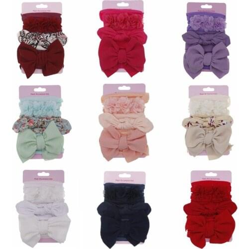 3Pcs Baby Rabbit Ears Headband Flower Headbands Hair Girls Bebe Bowknot Hairband Infants Accessories Set Photography Props