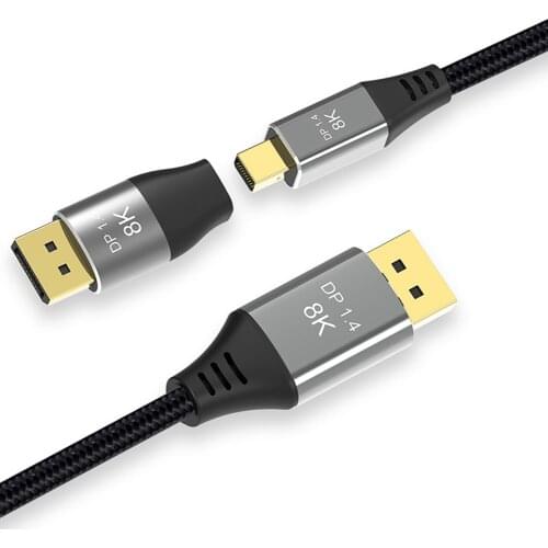 8K 60Hz Mini DP to DP Adapter 4K 144Hz Bi-Directional DisplayPort Male to Mini DisplayPort Female Converter for Computer Monitor