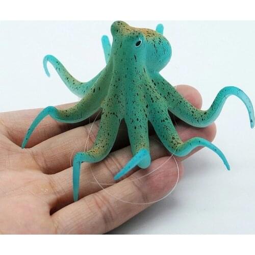 Fluorescent Artificial Octopus Aquarium Decoration with Suction Cup Fish Tank Ornament Underwater Decoration
