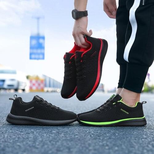 Hot Sell Men Shoes Hot Light Sports Jogging Sneaker Running Size6-13 US Black Red Green Breathable Soft For Mens Athletic Shoes