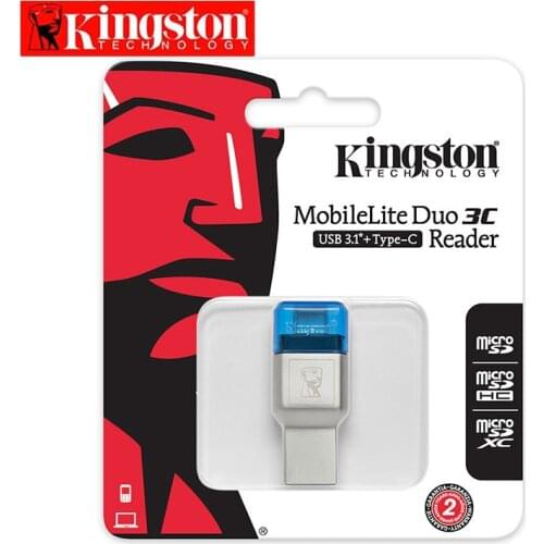 Original Kingston Micro SD Card Reader USB 3.1 Type-A and Type-C Dual Interface USB Card Reader USB 3.0 Memory Stick Card Reader