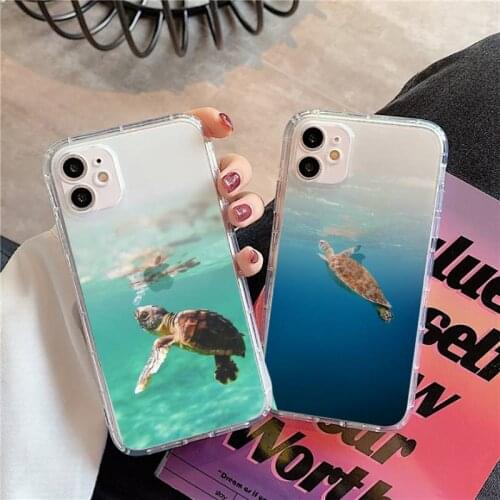 The sea Water wave beautiful sea turtle Phone Case Transparent for iPhone 11 12 mini pro XS MAX 8 7 6 6S Plus X 5S SE 2020 XR