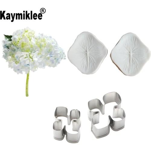Hydrangea Petal Silicone Veiner & Cutter Flower Mould Fondant Sugarcraft Stainless Steel Cutter Gumpaste Surgar Mold CS353