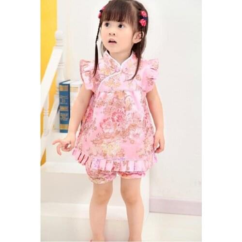 Hot sale baby clothes sets Qipao suit toddler outfits top quality baby dress panties