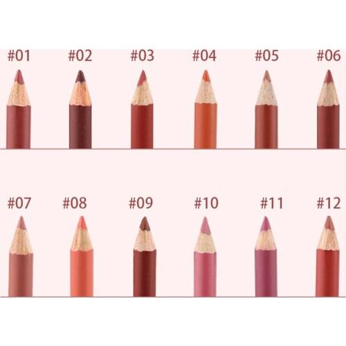 10 Piece Matte Lip Liner Pencil Color Rendering Non-marking Long Lasting Waterproof Cosmetic Wholesale Private Label