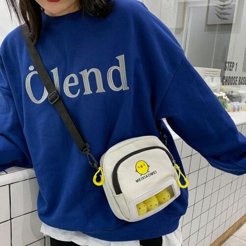 Fashion Women Square Canvas Bag Leisure Simple Mini Cross Body Bag Ladies Messenger Bag Doll Chicken Solid Outdoor Shoulder Bags