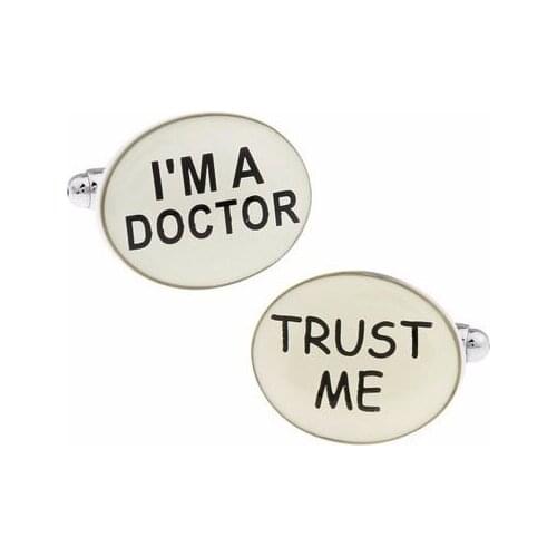 HYX Luxury shirt Silvery I'AM DOCTOR cufflink for mens Brand cuff buttons cuff links High Quality abotoaduras Jewelry
