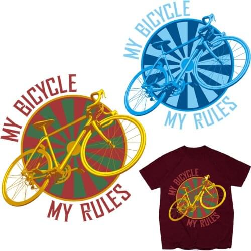 Letters Bicycle Patches Thermal Stickers on Clothes Fabric Iron-on Transfers for Clothing Thermoadhesive Patch Diy Applique