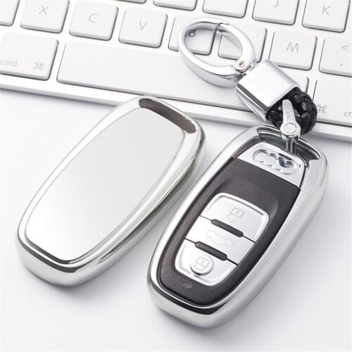 TPU Car Key Cover with Braid Woven Keychain Holder For AUDI A3 8L A4 B6 B7 A4L A5 A6 C5 C7 A6L Q5 Q7 Car Accessories