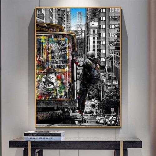 Street Graffiti Art City Landscape Decoration Painting Wall Canvas Art Wall Poster Print Art Abstract Picture for Living Room