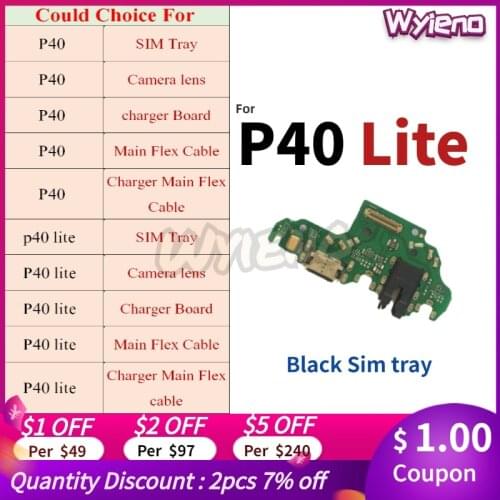 For Huawei P40 P40lite USB Dock Charging Port Charger Flex Cable Board Microphone SIM Card Tray Holder Slot Sensor Glass Lens