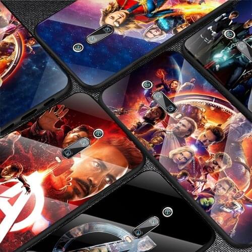Marvel The Avengers For Xiaomi Redmi K40 K30 K20 9T 9C 9A 9 8A 7 Pro Plus Tempered Glass Luxury Cover Phone Case