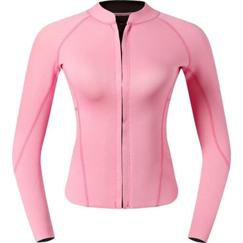 Women Wetsuit 2mm Suit Top Shirt Diving Swimming Jacket Pink