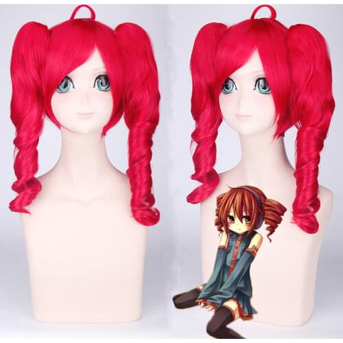 Anime 55CM Vocaloid Miku Symphony Cosplay Wig Kasane Teto Curly Pigtails Synthetic Hair Women Wigs Cosplay Costumes
