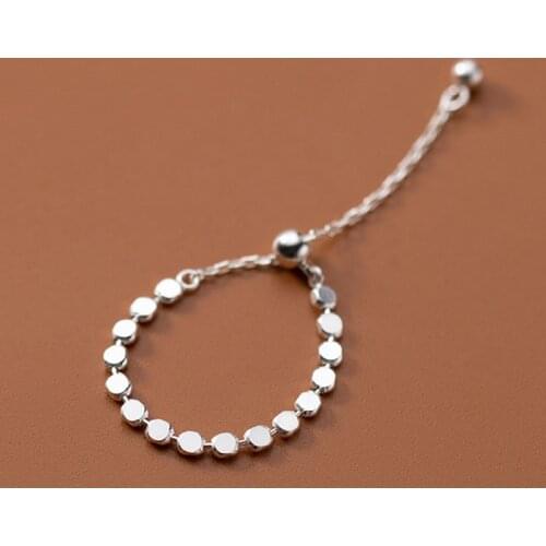 Korean Style Delicate Chain Ring For Women Gilrs Adjustable 925 Silver Finger Ring Tassel Link Charms Fine Jewellery