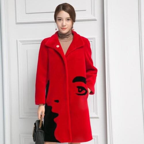 Shearing Sheep Real Women Wool Coat Autumn Winter Female Jacket Korean Fashion Long Fur Coats F28RT2820 YY502