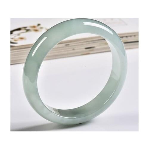 Zheru Jewelry Natural Burmese Jade 54-64mm Light Green Bracelet Elegant Princess Jewelry Best Gift