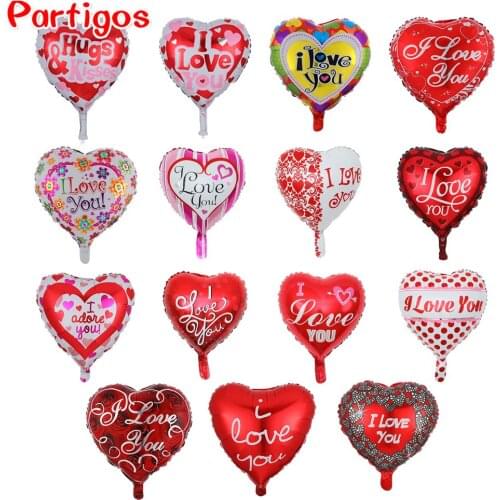 10pcs/lot 18inch heart balloons wedding Valentines Days i love you Aluminium foil helium globos wedding decoration globos